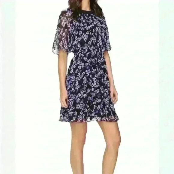 Kate Spade size small hydrangea  chiffon dress 100% silk - Picture 1 of 16